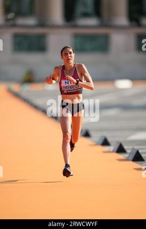 Karen Ehrenreich nahm am Marathon der Leichtathletik-Weltmeisterschaften in Budapest 2023 Teil. Stockfoto