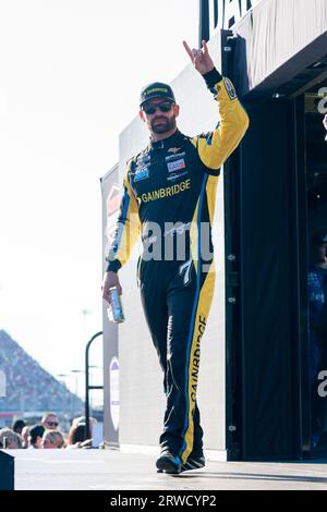 Darlington, SC, USA. September 2023. Corey Lajoie (7), der Fahrer des NASCAR Cup, wird für den Cook Out Southern 500 auf dem Darlington Raceway in Darlington SC vorgestellt. (Bild: © Logan T Arce Grindstone Media Gr/ASP) NUR REDAKTIONELLE VERWENDUNG! Nicht für kommerzielle ZWECKE! Stockfoto