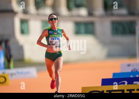 Lisa Jane Weightman nahm am Marathon der Leichtathletik-Weltmeisterschaften in Budapest 2023 Teil. Stockfoto