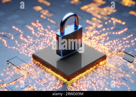 Datenschutzkonzept. Schutz personenbezogener Daten. Internet für Unternehmen. Schützen Sie Ihre Daten. Cybersicherheit. CPU-kritischer Schutz. Microc Stockfoto