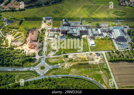 Luftbild, Luftbild, Industriegebiet Westfalen Zeche, Ahlen, Ruhrgebiet, Nordrhein-Westfalen, Deutschland, DE, Europa, Handelsunternehmen, Comme Stockfoto