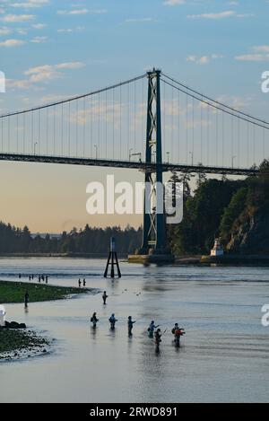 People Fishing, Ambleside Beach, West Vancouver, British Columbia, Kanada Stockfoto