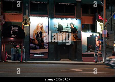 Rolling Stones Werbetafeln aus dem Angry Video auf dem Whisky A Go Go, auf dem Sunset Strip, West Hollywood, Los Angeles, Kalifornien, USA Stockfoto