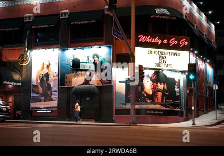 Rolling Stones Werbetafeln aus dem Angry Video auf dem Whisky A Go Go, auf dem Sunset Strip, West Hollywood, Los Angeles, Kalifornien, USA Stockfoto