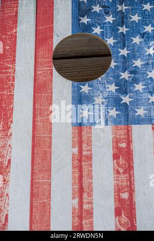 Ein amerikanisches Corn-Hole-Brett Stockfoto