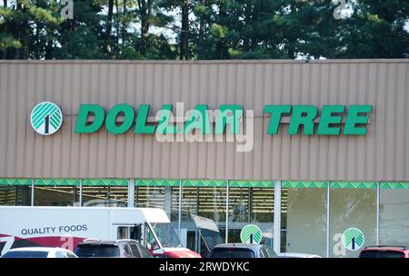 New Castle, Delaware, U.S.A - 2. September 2023 - das Frontschild des Dollar Tree Store Stockfoto