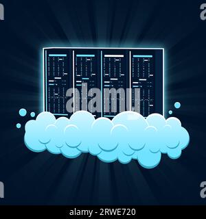 Gruppe von Server-Racks in der Cloud Stock Vektor