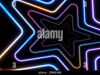 Bunte leuchtende Neonsterne abstrakter moderner Hintergrund. Vektorvorlage Stock Vektor
