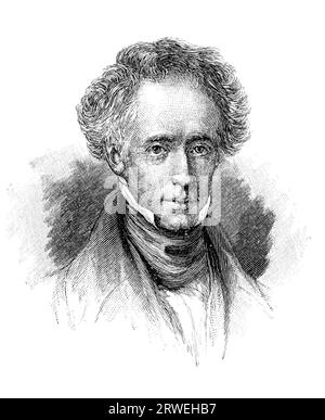 George Combe (1788–1858), Bruder von Andrew Combe, war ein Schriftsteller über Phrenologie und Erziehung. Die Illustration wurde ursprünglich in Harpers Monthly veröffentlicht Stockfoto