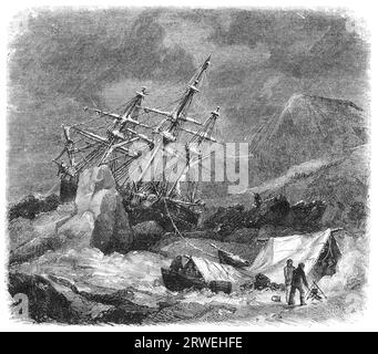 Diana Walfangschiff im Eis. 1866, während einer Walfangexpedition in der Baffin Bay, wurde Diana im Eis gefroren, wo sie für über sechs gefangen war Stockfoto