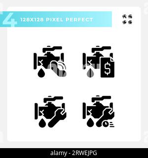 Pixelperfektes Glyphen-Set mit Symbolen für die Klempnertechnik Stock Vektor