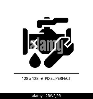 Symbol für 2D-Pipeline-Leckage in schwarzer Glyphenform Stock Vektor