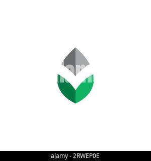 Vektor mit V-Blatt-Logo. V Tulpenlogo. Symbol für den Buchstaben V Stock Vektor