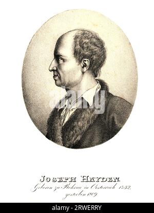 Franz Joseph Haydn (* 31. März oder 1. April 1732 bis 31. Mai 1809) war ein österreichischer Komponist der Wiener Klassik, historische, digital restaurierte Reproduktion eines Originals dieser Zeit Stockfoto
