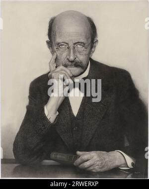 Max Karl Ernst Ludwig Planck (* 23. April 1858 bis 4. Oktober 1947) war ein deutscher Physiker auf dem Gebiet der theoretischen Physik. Er gilt als Begründer der Quantenphysik, der digital restaurierten Reproduktion eines Public-Domain-Fotos von Hugo Erfurth. Stockfoto