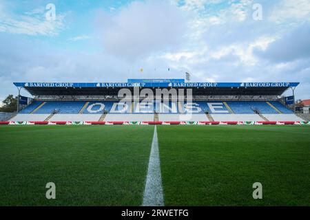 Odense, Dänemark. September 2023. Das Nature Energy Park Stadion ist bereit für das 3F Superliga-Spiel zwischen Odense BK und Silkeborg, WENN es in Odense ist. (Foto: Gonzales Photo/Alamy Live News Stockfoto