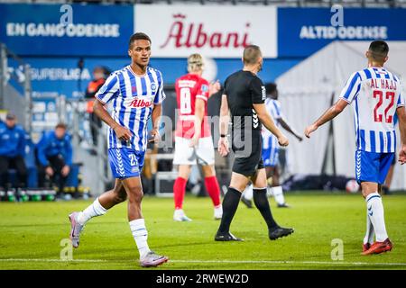 Odense, Dänemark. September 2023. Charly Horneman (21) von Odense BK während des 3F Superliga-Spiels zwischen Odense BK und Silkeborg IF im Nature Energy Park in Odense. (Foto: Gonzales Photo/Alamy Live News Stockfoto