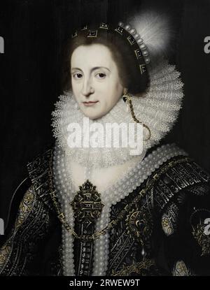 Elizabeth Stuart, Elizabeth Stuart (19. August 1596 bis 13. Februar 1662) war Prinzessin von England und Schottland und durch ihre Heirat mit Friedrich V. von der Pfalz, dem Winterkönig, Kurfürstin von der Pfalz von 1613 bis 1623 und Königin von Böhmen von 1619 bis 1620, historisch, historisch, historisch, historisch, digital restaurierte Reproduktion eines Originals aus dem 19. Jahrhundert Stockfoto