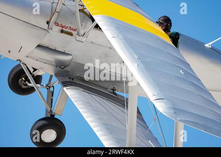 De Havilland DH-82 Tiger Moth, der englische Patient auf der SHG Airshow 2023 Stockfoto