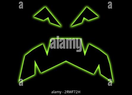 Halloween, Halloween Party, scharfer gezahnter Geist, dämonische Monster Maske bereit zu fragen: Trick oder Treat? Abbildung Stockfoto