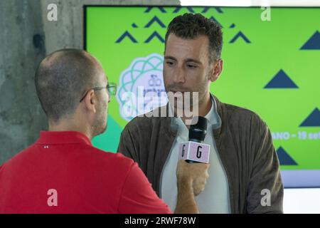 Mailand, Italien. September 2023. Vincenzo Nibali während der "Il Lombardia"-Pressekonferenz, Nachrichten in Mailand, Italien, 19. September 2023 Credit: Independent Photo Agency/Alamy Live News Stockfoto