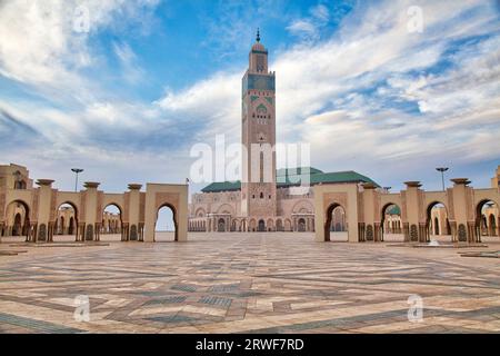 Casablanca, die größte Stadt Marokkos. Hassan-II-Moschee, HDR-Foto. Stockfoto