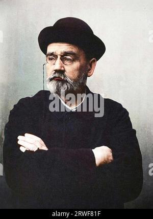 Porträt von Emile Zola aus den 1890er Jahren Spätere Färbung Stockfoto