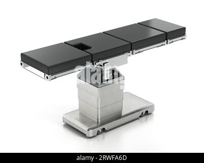 Krankenhauselektrisches Operationsbett isoliert auf weißem Hintergrund. 3D-Illustration. Stockfoto