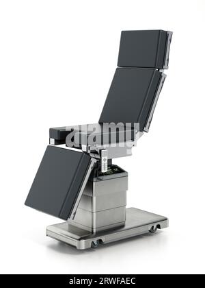 Krankenhauselektrisches Operationsbett isoliert auf weißem Hintergrund. 3D-Illustration. Stockfoto