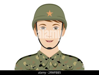 Porträt eines Militärmann-Clipart-Vektors auf weißem Hintergrund Stock Vektor