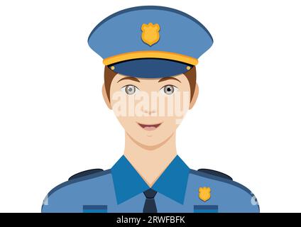 Porträt eines Polizeimann-Charakters-Clipart-Vektors auf weißem Hintergrund Stock Vektor