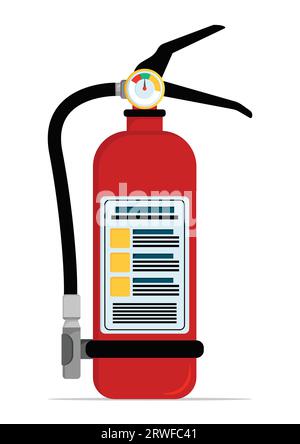 Feuerlöscher in flacher Ausführung. Notfallausrüstung Vektorillustration isoliert auf weißem Hintergrund Stock Vektor