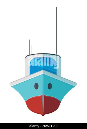 Vorderansicht Ship Vector Flat Design isoliert auf weißem Hintergrund Stock Vektor
