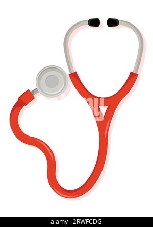 Medizinisches Stethoskop-Vektor-Flachdesign isoliert auf weißem Hintergrund Stock Vektor