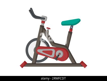 Indoor Spinning Bike für Workout Vektor Illustration isoliert auf weißem Hintergrund Stock Vektor