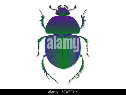 Trypocopris vernalis Green Beetle Vector Art isoliert auf weißem Hintergrund Stock Vektor