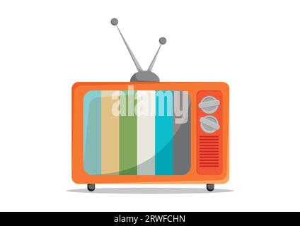 Alter Retro-Fernseher im Flachbildschirm. Vektorillustration des Vintage-Fernsehers isoliert auf weißem Hintergrund Stock Vektor