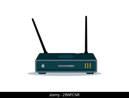 Wlan-Router Vektor Flat Design. Wireless Router isoliert auf weißem Hintergrund Stock Vektor