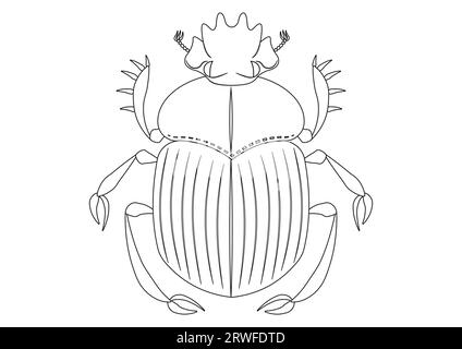 Schwarz-weiß Scarab Beetle Clipart. Malseite von Scarab Beetle Stock Vektor