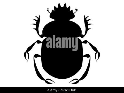 Schwarz-weiß Scarab Dung Beetle Clipart Stock Vektor