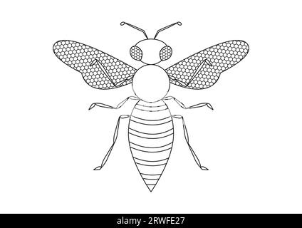 Schwarz-weiß Hornet Vektor Clipart. Malseite einer Hornet Stock Vektor