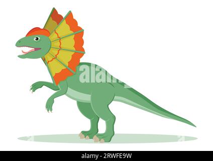 Dilophosaurus Dinosaurier Zeichentrickfigur Vektor-Illustration Stock Vektor