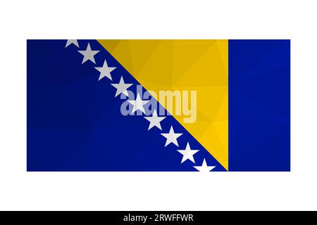 Vektor-isolierte Abbildung. Nationalflagge mit blauen und gelben Formen, weißen Sternen. Offizielles Symbol von Bosnien und Herzegowina. Kreatives Design in Lo Stock Vektor