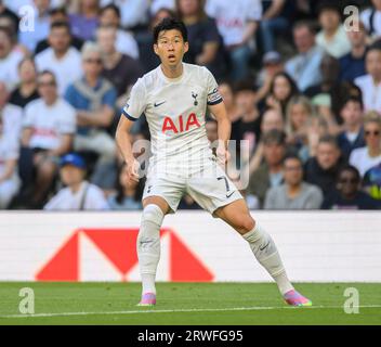 London, Großbritannien. August 2023. 19. Aug 2023: Tottenham Hotspur gegen Manchester United - Heung-Min-Sohn der Premier League gegen Manchester United. Picture Credit: Mark Pain/Alamy Live News Stockfoto