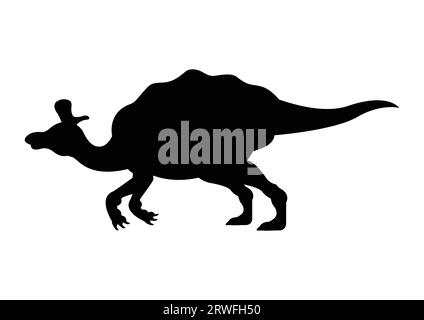 Lambeosaurus Dinosaurier Silhouette Vektor isoliert auf weißem Hintergrund Stock Vektor