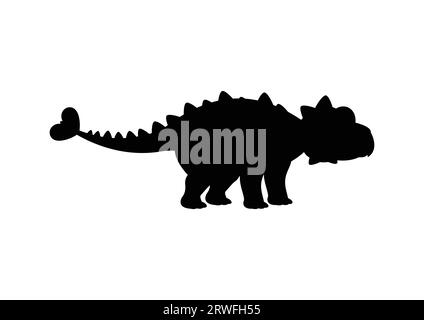 Ankylosaurus Dinosaurier Silhouette Vektor isoliert auf weißem Hintergrund Stock Vektor