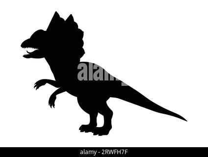 Dilophosaurus Dinosaurier Silhouette Vektor isoliert auf weißem Hintergrund Stock Vektor