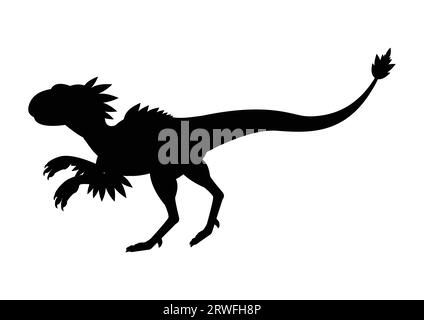 Velociraptor Dinosaurier Silhouette Vektor isoliert auf weißem Hintergrund Stock Vektor