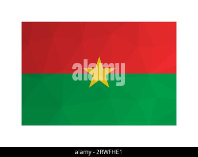 Vektor-isolierte Abbildung. Offizielles Symbol von Burkina Faso. Nationalflagge mit roten, grünen und gelben Sternbändern. Kreatives Design mit niedrigem Poly Stock Vektor