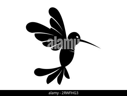 Hummingbird Silhouette Vektor. Ein fliegender Kolibri auf der Silhouette-Seite Stock Vektor
